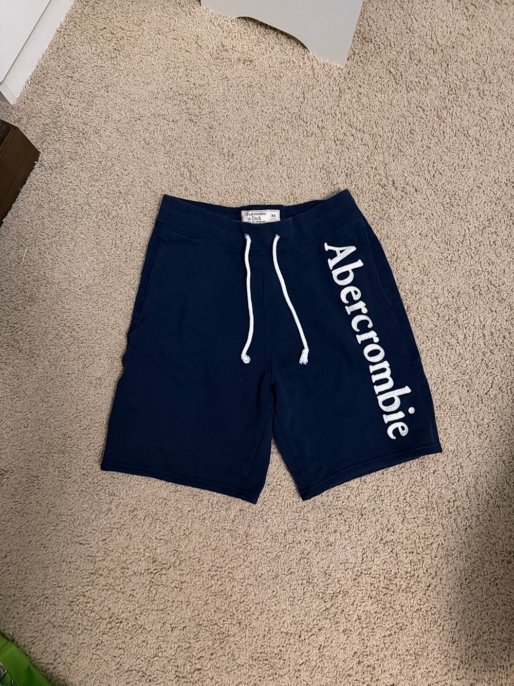 Abercrombie & Fitch Navy Athletic Logo Drawstring Shorts